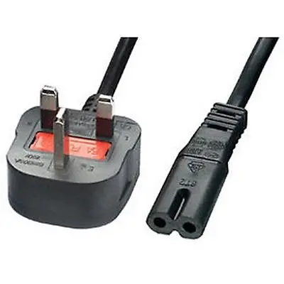 NEW Figure 8 C7 Mains Power Lead/Cable To UK 3 PIN Plug 2 Metres NEW • £4.99