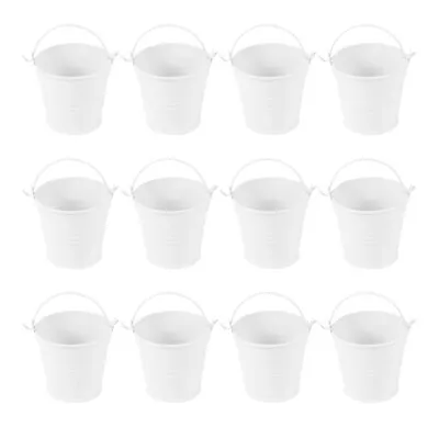 12 Pcs White Iron Small Bucket Child Party Favors Buckets Gardens Planters • $16.77