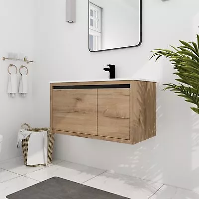 36‘’Wall Mounted Bathroom Vanity With White Gel Sink，with Drawer And Door • $593.68