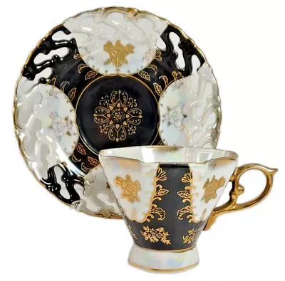 Vintage Ucagco Japan Iridescent Tea Cup And Reticulated Saucer Set • $24.99