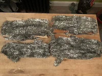 Vintage Lot 65+ Feet Silver Tinsel Garland 2” Wide • $28