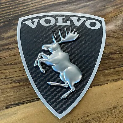 NEW Genuine 3D 4  Carbon Fiber Tex VOLVO Prancing Moose Hybrid Legendary Decal • $16