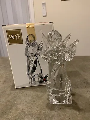 Mikasa Crystal Christmas Angel Playing Mandolin Herald Collection Germany W/BOX • $19.90