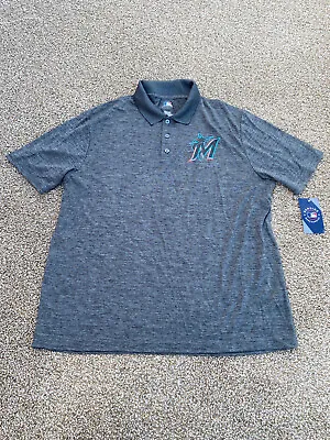 Miami Marlins Polo Shirt Mens XL Gray Short Sleeve Casual Stretch MLB Baseball • $18.87