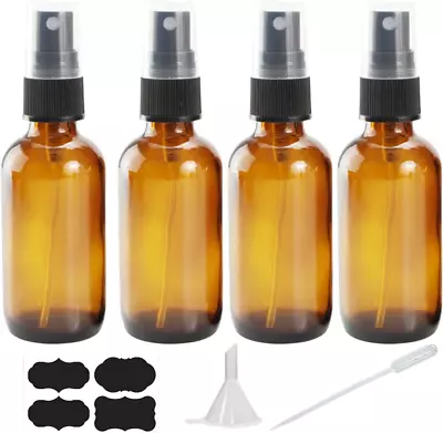 4 Oz Amber Glass Spray Bottles For Essential Oils Small Empty Fine Mist Spray B • $13.99