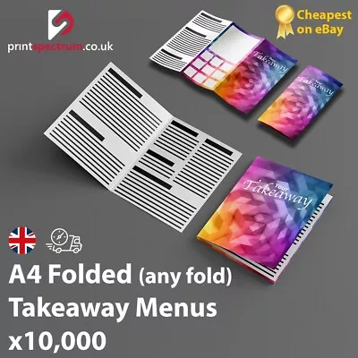 Takeaway Menus A4 Folded 135gsm Printed Full Colour Free Delivery 10000 • £263.99