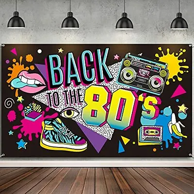 80's Party Decorations Back To The 80's Banner 80's Backdrop Background • $18.17