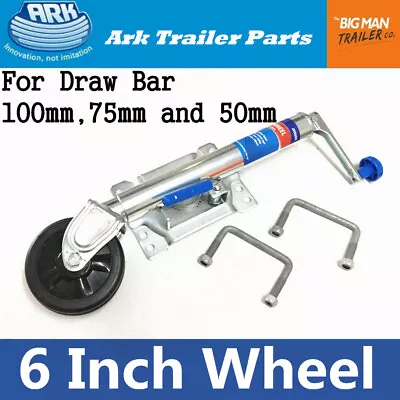 ARK 6  Inch Trailer Jockey Wheel Swivel Fixed Bracket Draw Bar U Bolts JWE6SU • $75