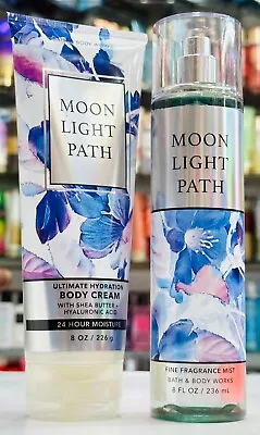 Bath & Body Works MOONLIGHT PATH Fine Fragrance Mist Spray & Body Cream Set 8 Oz • $29.99