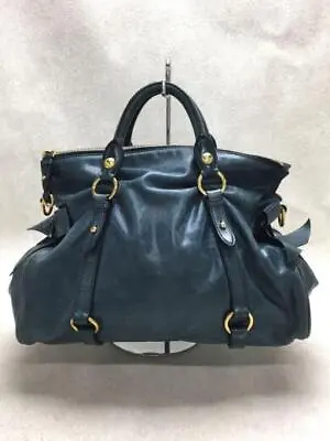 $197.88 • Buy MIU MIU Handbag Leather BLU Shoulder Missing VITELLO LUX