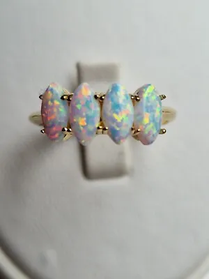 Size O   9 Ct Solid Gold (full Uk Hallmarked)cabochan Fiery Opal Ring  • £149