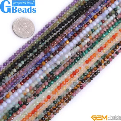 Natural Genuine Assorted Stones Faceted Round Beads For Jewelry Making 15 Strand • $6.17