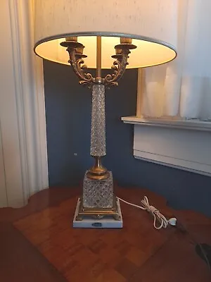 Vintage Italian Lead Cut Crystal&Marble Candelabra Lamp Rococo Hollywood Regency • $95.99