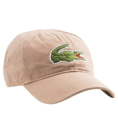 Lacoste Logo Baseball Cap Khaki Brown Big Croc Hat Mens • £26.99