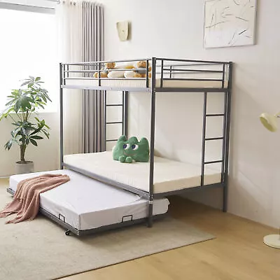 Twin Over Twin Bunk Bed With Trundle Triple Bunk Beds For Kids Teens Adults Room • $184.99