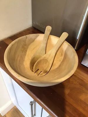 Wooden Salad Bowl And Servers • £2