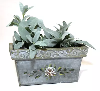 Planter Box Galvanized Metal Painted Flower • £8.71