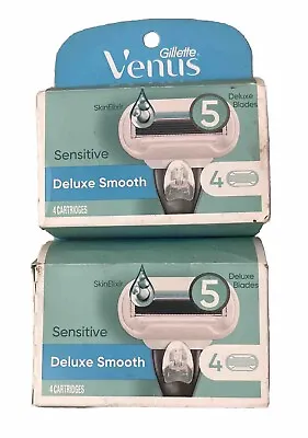 Lot Of 2 Gillette Venus Sensitive Extra Smooth 5 Blade 4 Refills Each (8 Total) • $18.99