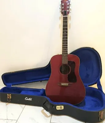 Vintage 1977 Guild D25C Acoustic Guitar Cherry Red Finish Spruce Top WGuild Case • $1617