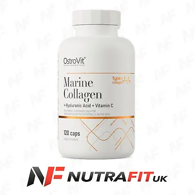OSTROVIT MARINE COLLAGEN Hyaluronic Acid Vit C Skin Hair Joints Bones 120 Caps • £14.49