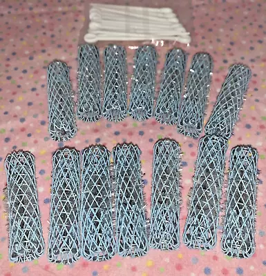 Vintage 1995 Goody BRUSH Rollers 12 Small  Hair Curlers Blue W/ Pins • $10