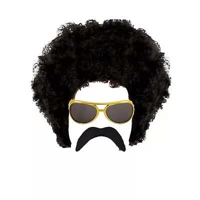 Black Curly Afro Wig 70s Disco Mens Ladies Fancy Dress Costume Accessory 3 Pack • £10.99