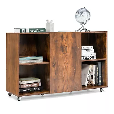 Giantex 6-Cube Bookcase Rolling Storage Cabinet Sideboard Display Shelf Wheels • $119.95
