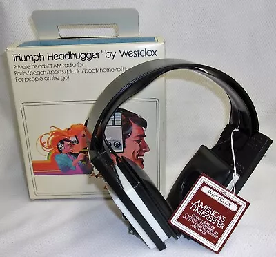 Retro 1980 Headhugger Headphone Radio Triumph Westclox Headset Hong Kong 80125 • $30