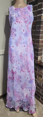 Vintage My Michelle 90's Floral Lilac Pink Sheer Long Maxi Dress 11/12 • $40