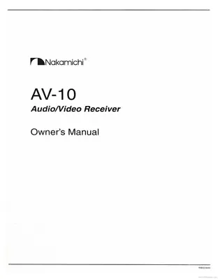 Nakamichi AV-10 Receiver Owners Instruction Manual • $21.99