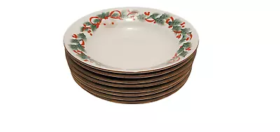 Set Of 8 Vintage SANGO Noel 1990 Porcelain China 8  Salad Soup Bowls 8401 Holley • $22.99