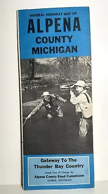 Vintage Road Map 1965 Alpena County Michigan General Highway Map Thunder Bay • $14.95