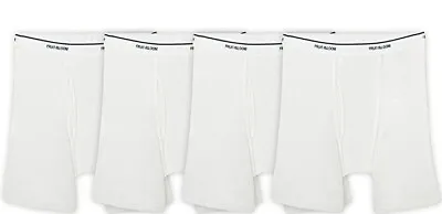 Mens 4Pack Fruit Of The Loom White Boxer Briefs  Underwear 100% Cotton S M L XL • $24.99