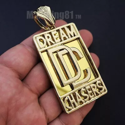 Hip Hop Gold Plated Iced Meek Mill Dream Chasers Dc Charm Bling Large Pendant • $26.99