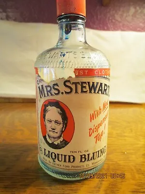 Vintage Mid-century Mrs. Stewart's Laundry Bluing Bottle Luther Ford Product • $4.99