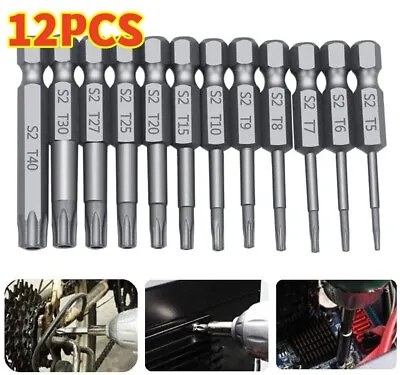 12x Torx Bit Set Quick Change Connect Impact Driver Drill Security Tamper Proof • $8.45