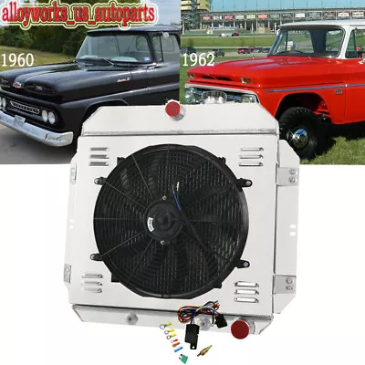 For 1960-1962 Chevy C10 C20 K20 Pickup Truck V8 4 Row Radiator Shroud Fan Relay • $249.94