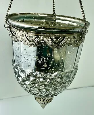 Hanging Lantern Candle Holder Mercury Glass Moroccan Style • $49.99