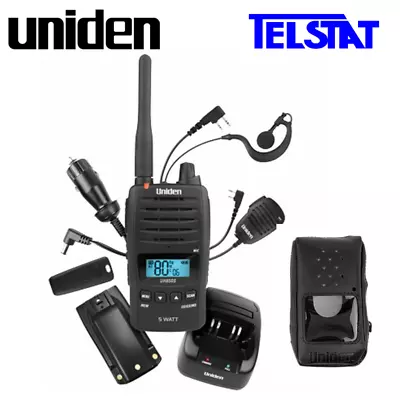 Uniden UH850S 5 Watt Handheld UHF Walkie Talkie Radio + LEATHER CASE • $282.50