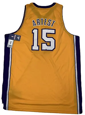 New Rare #15 Ron Artest Mens Size 2X Lakers Adidas Yellow Swingman Jersey NWT • $149.99