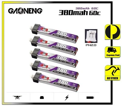$48.95 • Buy 1s 3.7v LiPo X5pcs 380mah 60c/120c Battery Mobula Drone Whoop FPV