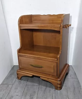 Vintage Unique Furniture 2-Tier Maple Wood Nightstand Table Mid Century Modern • $342