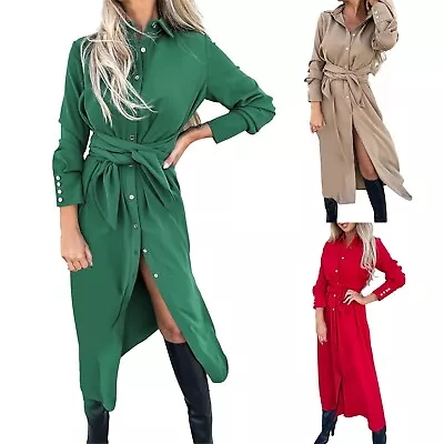 Plus Size Dress For Women Casual Womens Maxi Dresses Long Sleeve Solid Color • $50.64