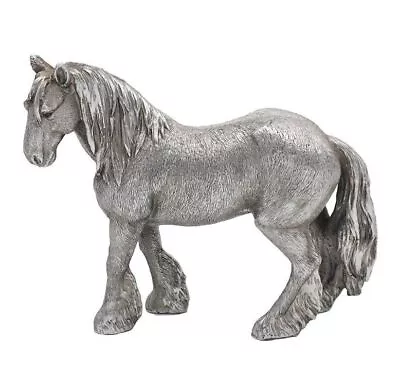 Silver Standing Cob Horse Figurine Statue Ornament Figure Home Office Gift • £21.99