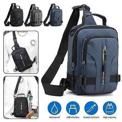$22.29 • Buy Men's Sling Crossbody Bag Anti-theft Chest Shoulder Messenger Backpack USB Port
