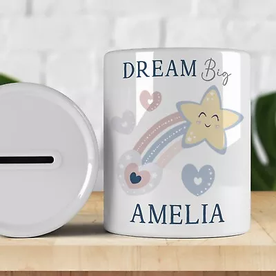 Personalised Baby Boho Dream Big Kids Money Box Savings Piggy Bank. Any Name • £8.99