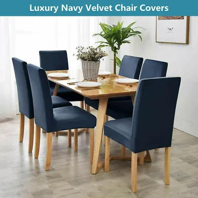 $17.99 • Buy Thick Velvet Dining Chair Covers Slip Covers Dining Room Chairs Cover 2/4/6 Pack