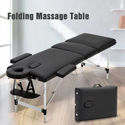 £94.99 • Buy Portable Massage Table Bed Black Therapy Beauty Adjustable Couch Salon 3 Section