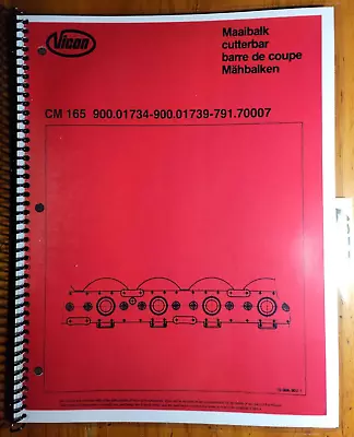 $15.99 • Buy Vicon CM165 900.01734-900.01739-791.70007 Disc Mower Cutterbar Oper Parts Manual