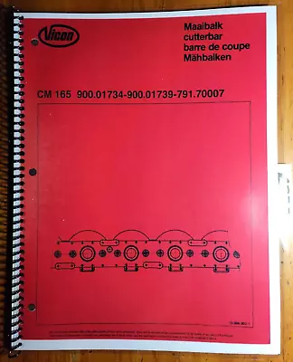 Vicon CM165 900.01734-900.01739-791.70007 Disc Mower Cutterbar Oper Parts Manual • $15.99
